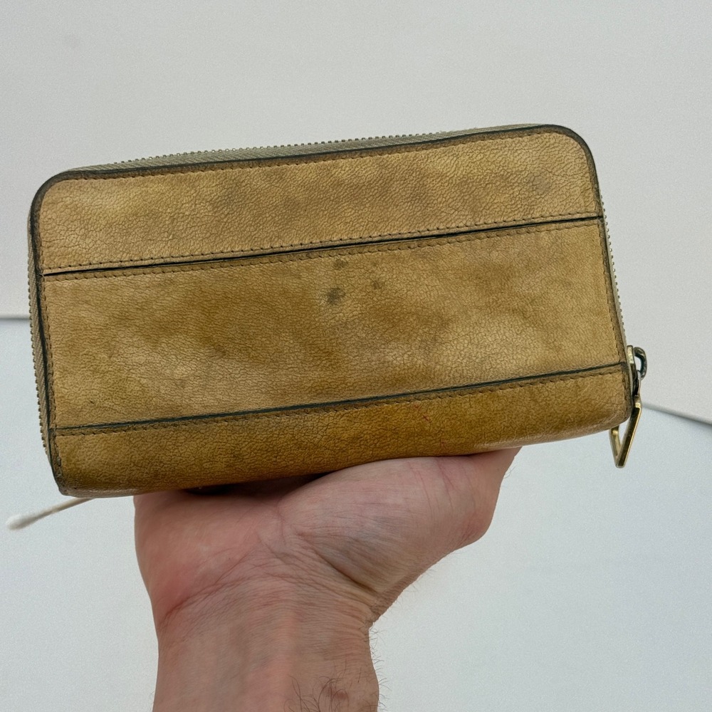 Chloe Tan Leather Zip Around Long Wallet Gold Hardware Vintage Patina Italy - Picture 2 of 15